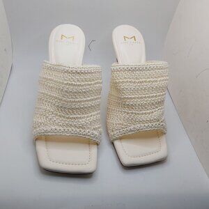 Marc Fisher LTD Dako Woven Ivory Heel Slide Sandal Size 7.5M